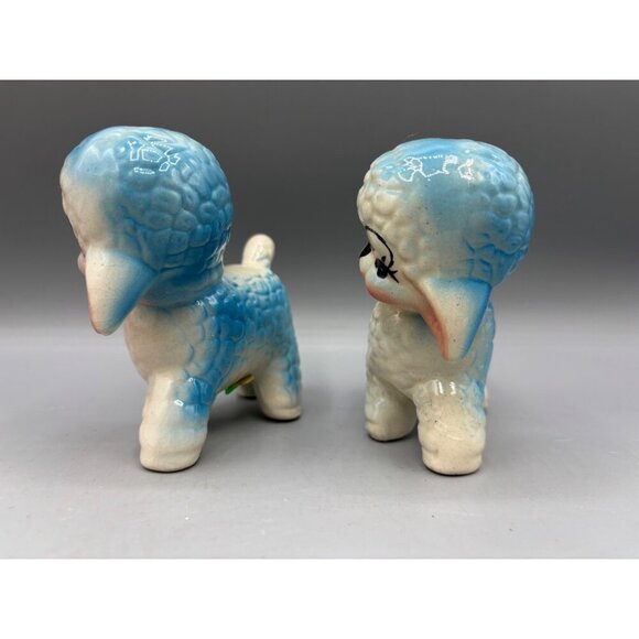 Vtg Set of 2 Ceramic Blue White Lamb Figurines‎ Pair Nursery Decor Baby - Picture 3 of 10